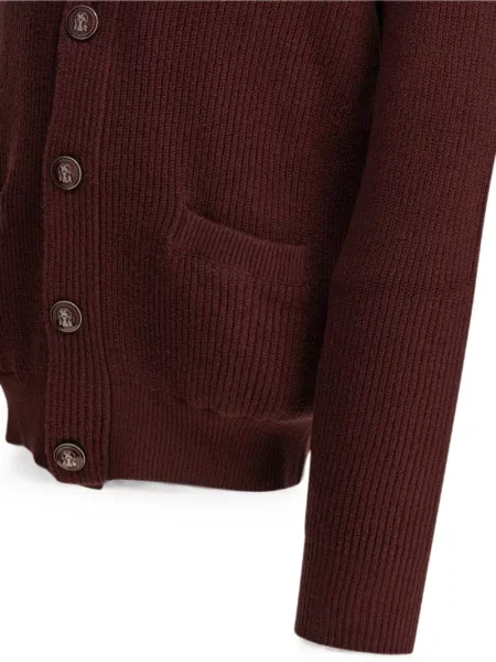 Плетена с яка жилетка Brunello Cucinelli червено