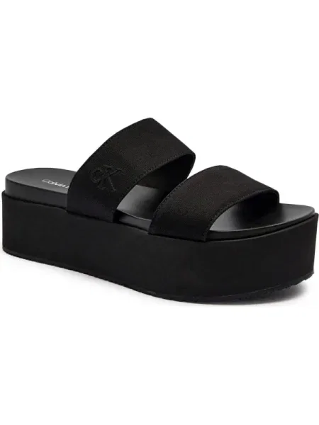 Papucs Calvin Klein Jeans Flatform Sandal Webbing In fekete