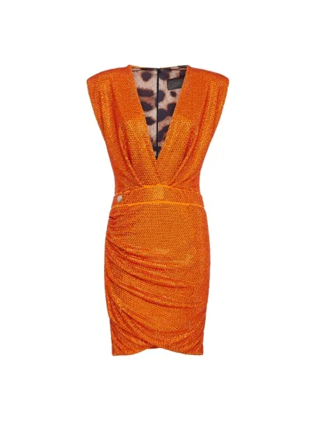 Sukienka koktajlowa Philipp Plein pomarańczowa