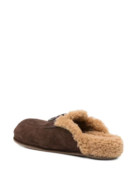 Papuci tip mules Rene Caovilla de cristal maro