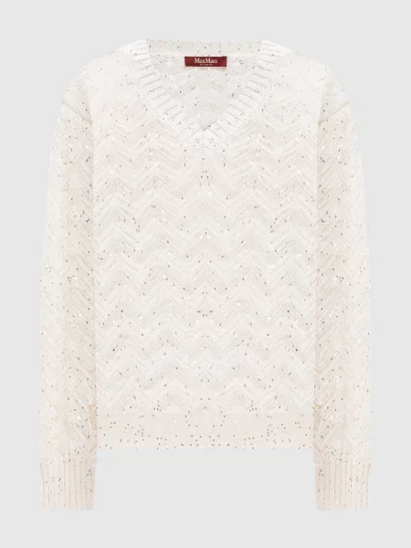 Пуловер FELINO у візерунок з паєтками Max Mara білий