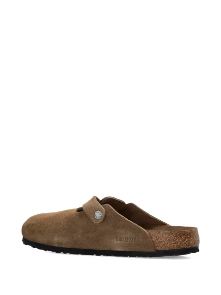 Papuci tip mules Birkenstock din piele de căprioară cu cataramă maro