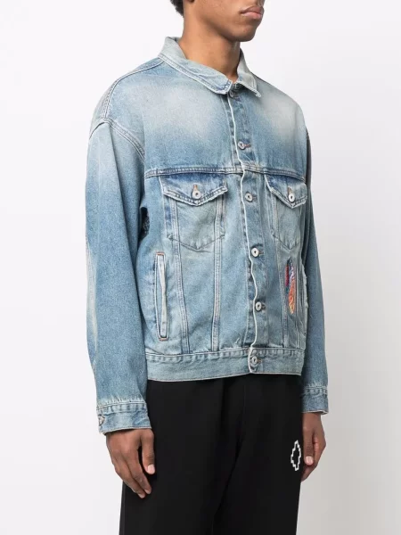 Džínová bunda Marcelo Burlon County Of Milan s výšivkou modrá