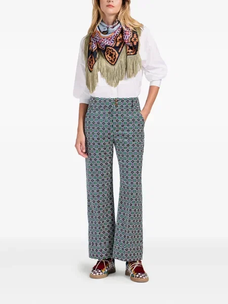 Pantaloni La Doublej cu imagine cu imprimeu geometric negru