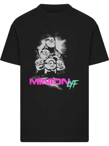 Merchcode Póló Minions szürke / menta / neon-rózsaszín fekete