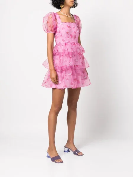 Rochie mini Hvn cu imagine cu motiv cu inimi de costum roz