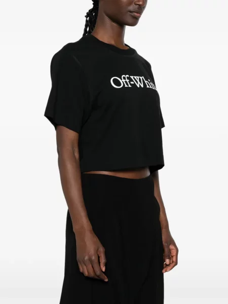 Decupat tricou Off-white cu imagine alb