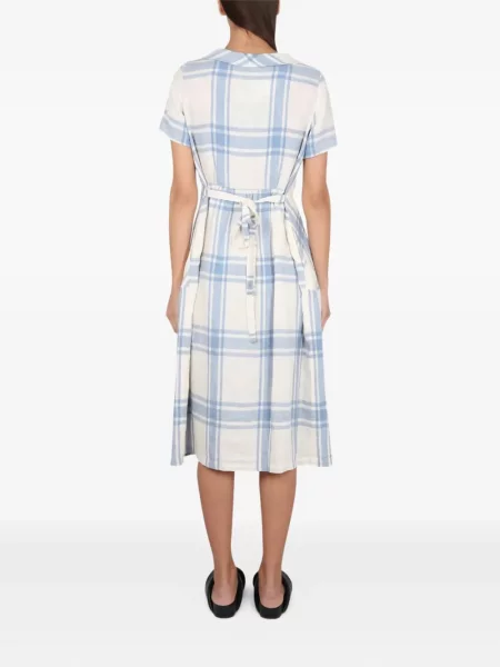 Rochie maxi Aspesi în carouri plisată de costum alb