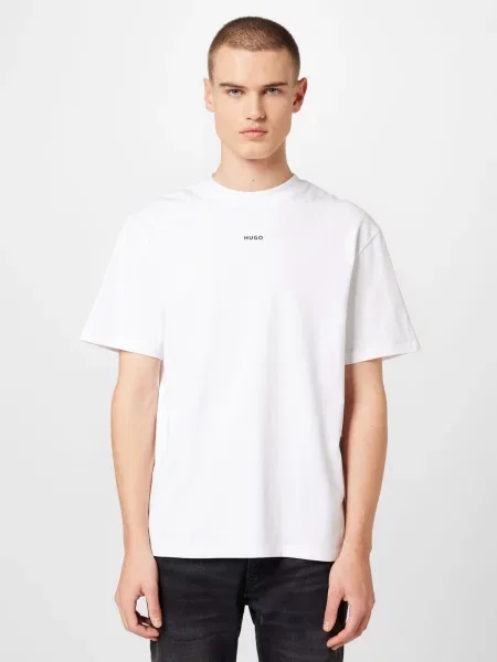 HUGO Tricou Dapolino negru / murdar alb