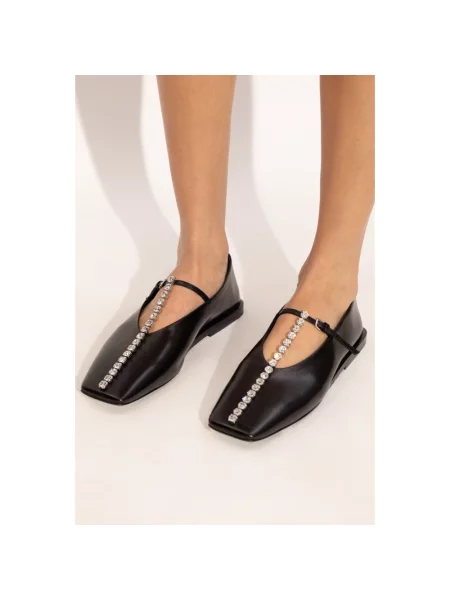 Balerinki Jil Sander skórzane czarne