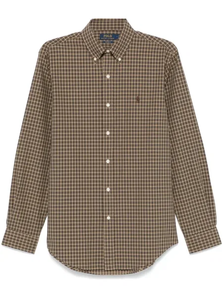 Cămașă Polo Ralph Lauren în carouri din poplin maro