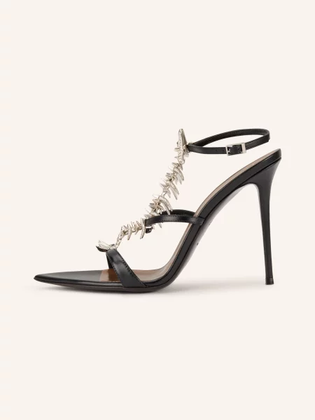 Giuseppe Zanotti Design Lodičky The Slim S Ozdobnými Kameny / stříbrná černá
