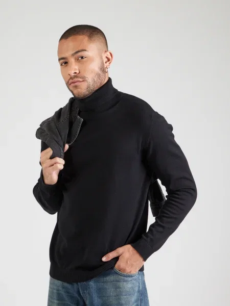 JACK & JONES Pulover JJEBASIC pegasto siva črna