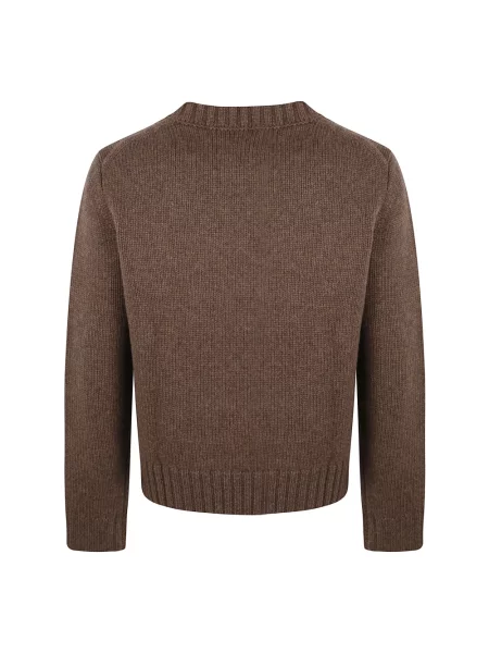 Sweter Studio Nicholson z okrągłym dekoltem brązowy