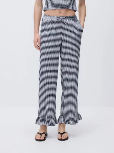 Reserved Pantaloni cu volănașe bleumarin