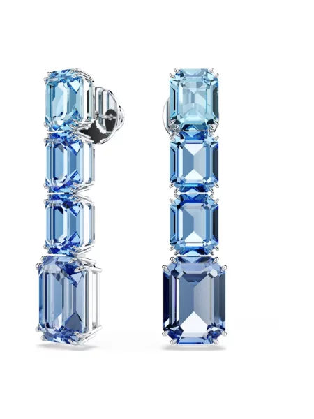 Lniane kolczyki Swarovski niebieskie