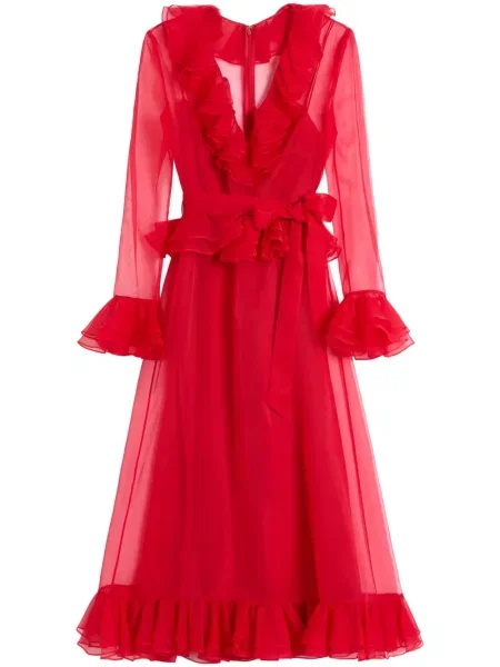 Rochie midi Valentino Garavani până la genunchi din organza de costum roșu