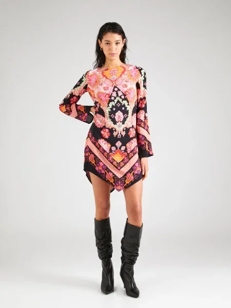 Nasty Gal Rochie verde deschis / roz / roșu negru