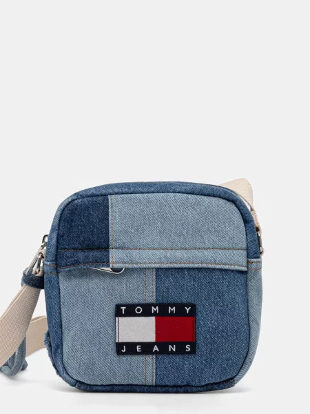 Geantă crossover Tommy Jeans Tjm Denim Patchwork Reporter albastru