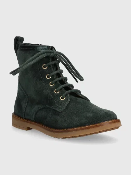 Pom D'api Dječje gležnjače od brušene kože TRIP HI LACE zelena
