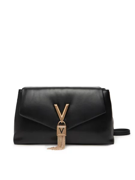Lniana torebka Valentino Bags czarna