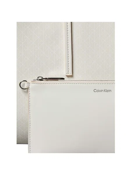Calvin Klein Kabelka Emblem Aop Tote W/ Pouch biela