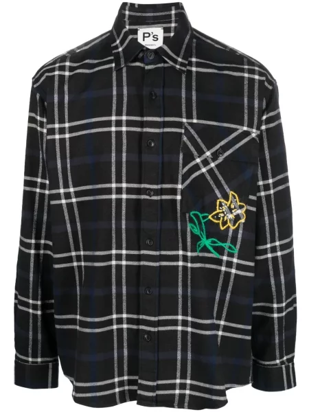 Květinová košile President's s výšivkou šedá