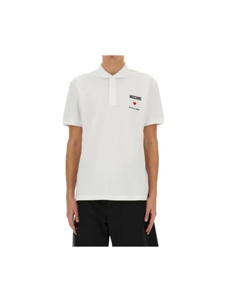 Koszulka polo Moschino w serca biała