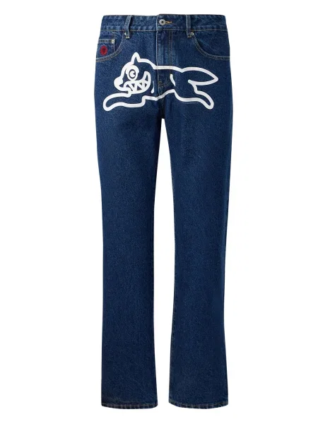 ICECREAM Jeans albastru închis alb
