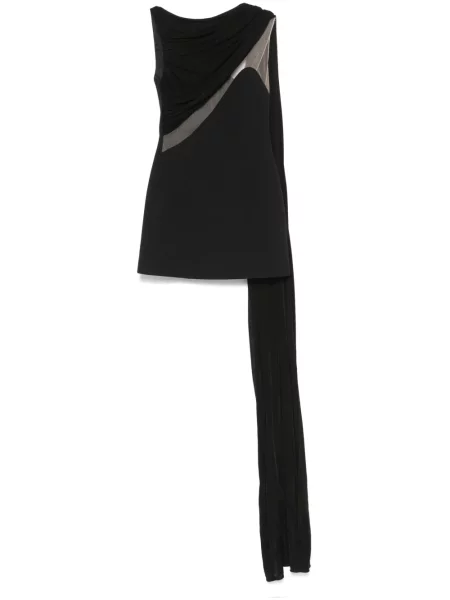 Sukienka mini David Koma tiulowa drapowana garniturowa czarna