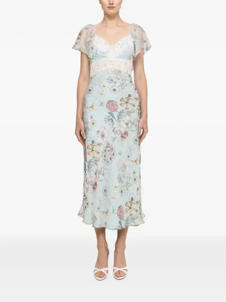 Rochie midi Nissa de mătase albastru