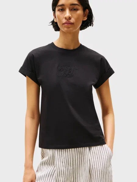 Футболка Tommy Hilfiger в квіточку чорна