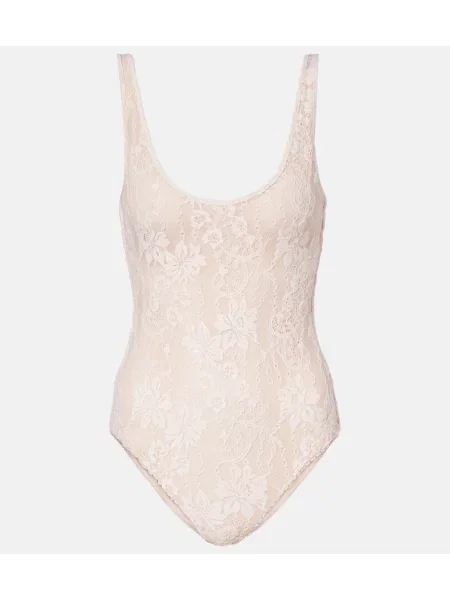 Body Zimmermann cu model floral din dantelă roz