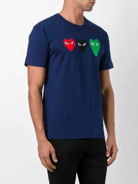 Tričko Comme Des Garçons Play s potiskem se srdcovým vzorem modré