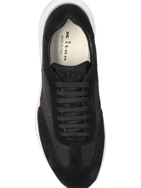Sneakerși Kiton din piele de căprioară negru