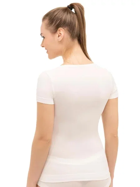 Koszulka z krótkim rękawem Brubeck COMFORT WOOL biała