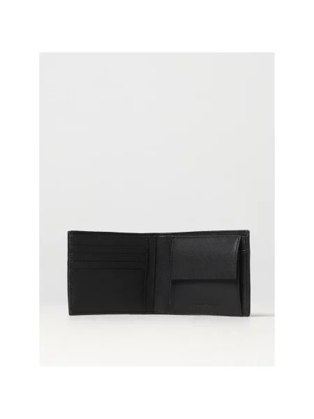Portfel Emporio Armani skórzany z logo czarny