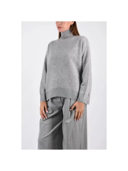 Sweter z golfem Max Mara wełniany szary