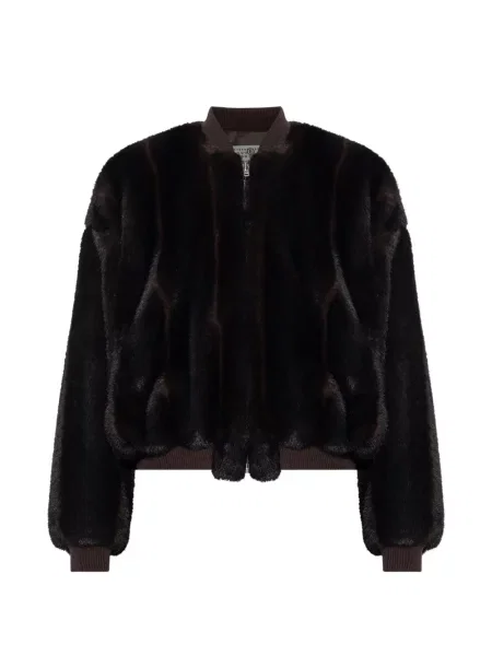 Geacă bomber Mm6 Maison Margiela cu blană maro