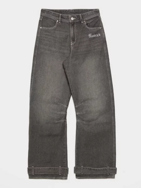 Hoodrich Spodnie Onyx Wide Leg Jeans szare