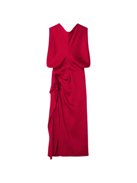 Rochie midi Lanvin cu volane drapată roșu
