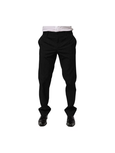 Spodnie Dolce And Gabbana eleganckie w paski z paskiem czarne