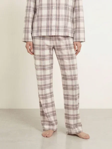 Boss Spací Kalhoty Holiday Z Flanelu režná / velbloudí černá