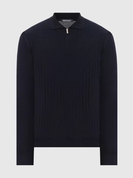 Шерстяное поло Bertolo Cashmere с принтом синее