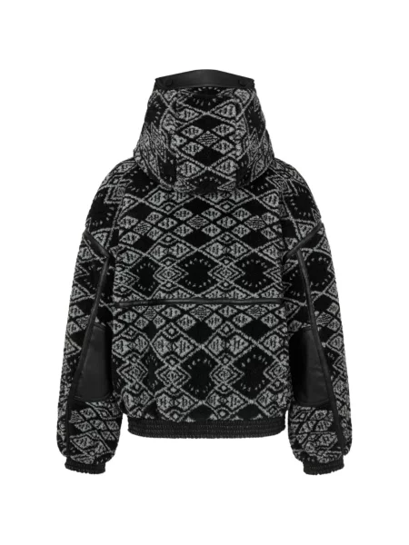 Geacă Tomboy din fleece cu glugă cu imprimeu geometric negru