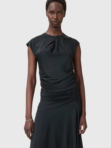 AllSaints bluză ANNALIE uni negru