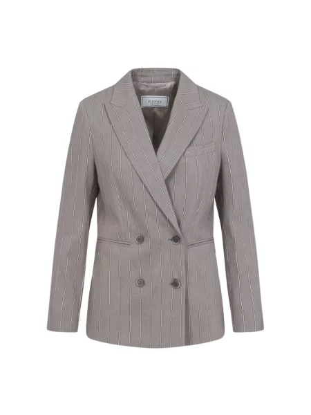 Lniana lniana marynarka Peserico w paski brązowa