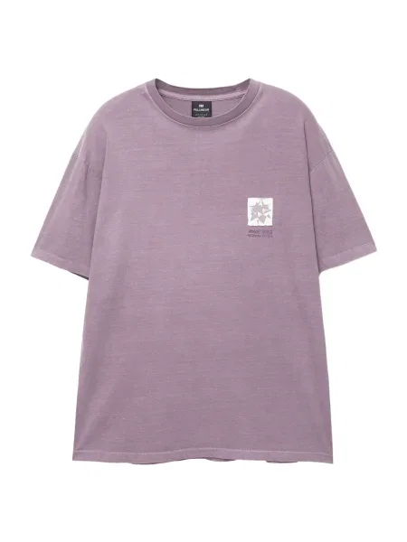 Pull&Bear Tricou Rogue Tribe gri / mauve / mov mură alb