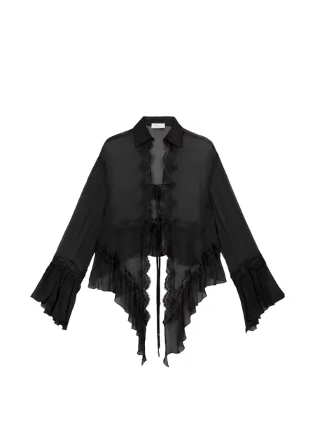 Cămașă Blumarine cu volane din dantelă negru