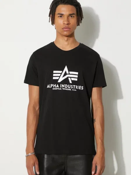 ALPHA INDUSTRIES Tricou / alb negru